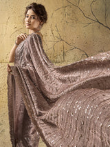 Dusty rose pink couture shimmer saree