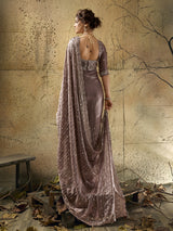 Dusty rose pink couture shimmer saree
