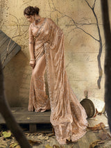 Beige royal glamour satin saree