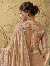 Beige royal glamour satin saree