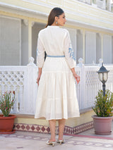 Off white embroidered schiffli cotton kurti
