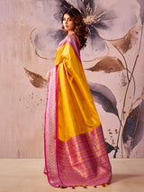 Yellow festive radiance tissue silk saree