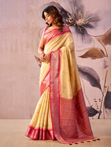 Cream royal charm tissue silk saree