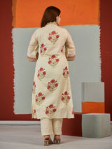 Blue tropical printed cotton kurti set