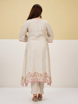 Off white elegant printed cotton kurti set