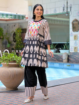 Black designer printed palazzo kurti set