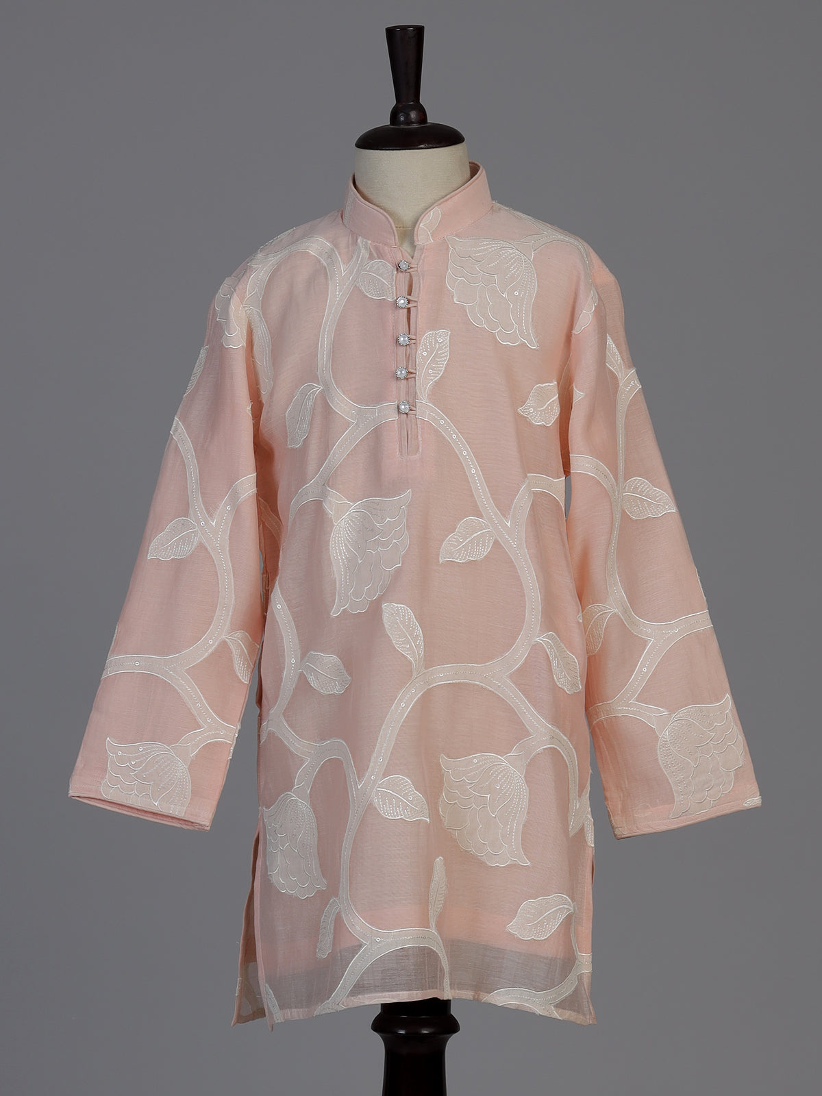 Light pink floral boys kurta suit