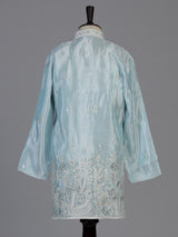Sky blue floral boys kurta suit