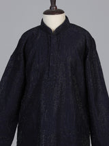 Navy blue swarovski boys kurta suit