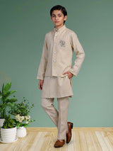 Cream elephant embroidered boys waistcoat set
