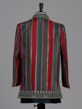 Navy blue striped boys indo western