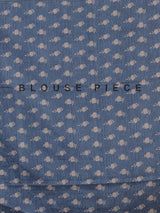 Stone blue art silk saree with floral and elephant motif detailing