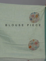 Pista green cotton silk saree with contrast border elegance