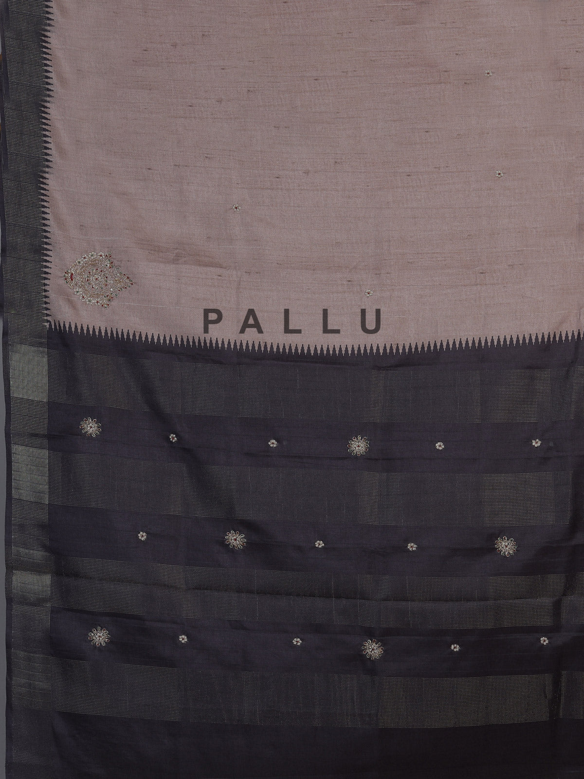 Pastel brown semi tusser silk saree with black border elegance
