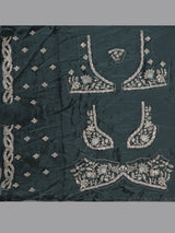 Peacock green silk lehenga choli with floral zardosi embellishments