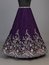 Royal purple silk lehenga choli with intricate festive craftsmanship
