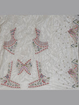 White tissue silk lehenga choli featuring exquisite zardosi embellishments