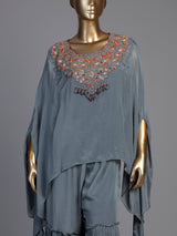 Grey designer kaftan style sharara suit for women