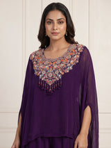 Purple designer kaftan style sharara suit for women