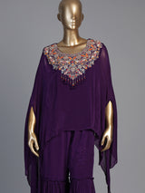 Purple designer kaftan style sharara suit for women