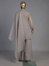 Grey embroidered cotton silk sharara suit for women