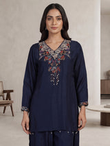 Navy blue designer choker dupatta suit for women