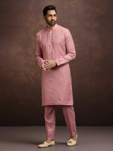 Pink festive embroidered linen kurta pajama collection