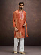 Rust orange paisley kurta pajama with dupatta