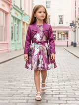 Wine beaded bolero girls frock