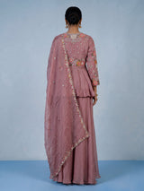 Onion pink zardosi embroidered women palazzo suit