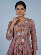 Onion pink zardosi embroidered women palazzo suit