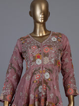 Onion pink zardosi embroidered women palazzo suit