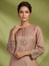 Peach embellished women pant suit with dupatta