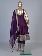 Purple zardosi embroidered women Anarkali salwar suit