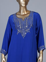 Blue asymmetrical embellished women palazzo suit
