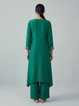 Green asymmetrical embellished women palazzo suit