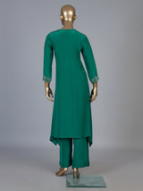 Green asymmetrical embellished women palazzo suit