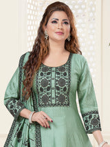 Mint green festive salwar suit for women