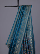 Blue women mughal meenakari zari saree