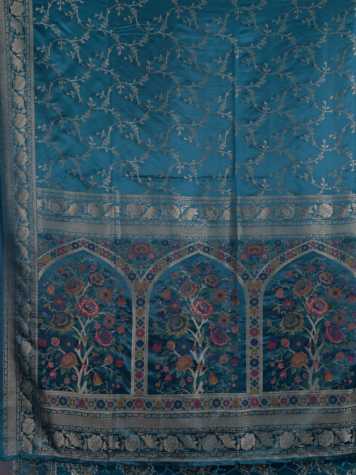 Blue women mughal meenakari zari saree