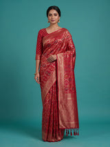 Rani pink women shimmer zari sareeq