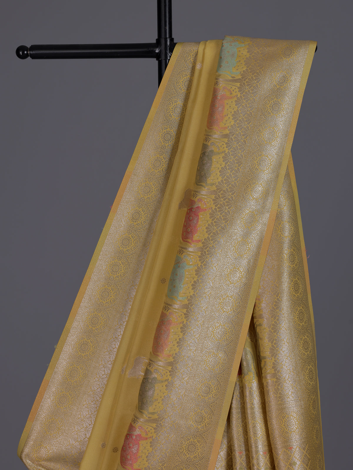 Yellow women meenakari zari saree