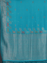 Sky blue women pichwai zari saree