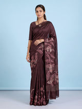 Wine women kalamkari zari saree