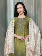 Green women bandhani floral kurti set