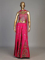 Rani pink women jharokha embellished sharara suit