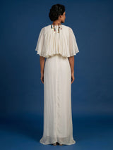 White women embellished cape style indo western