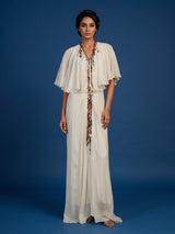 White women embellished cape style indo western