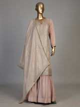 Pink women embellished festive sharara suit
