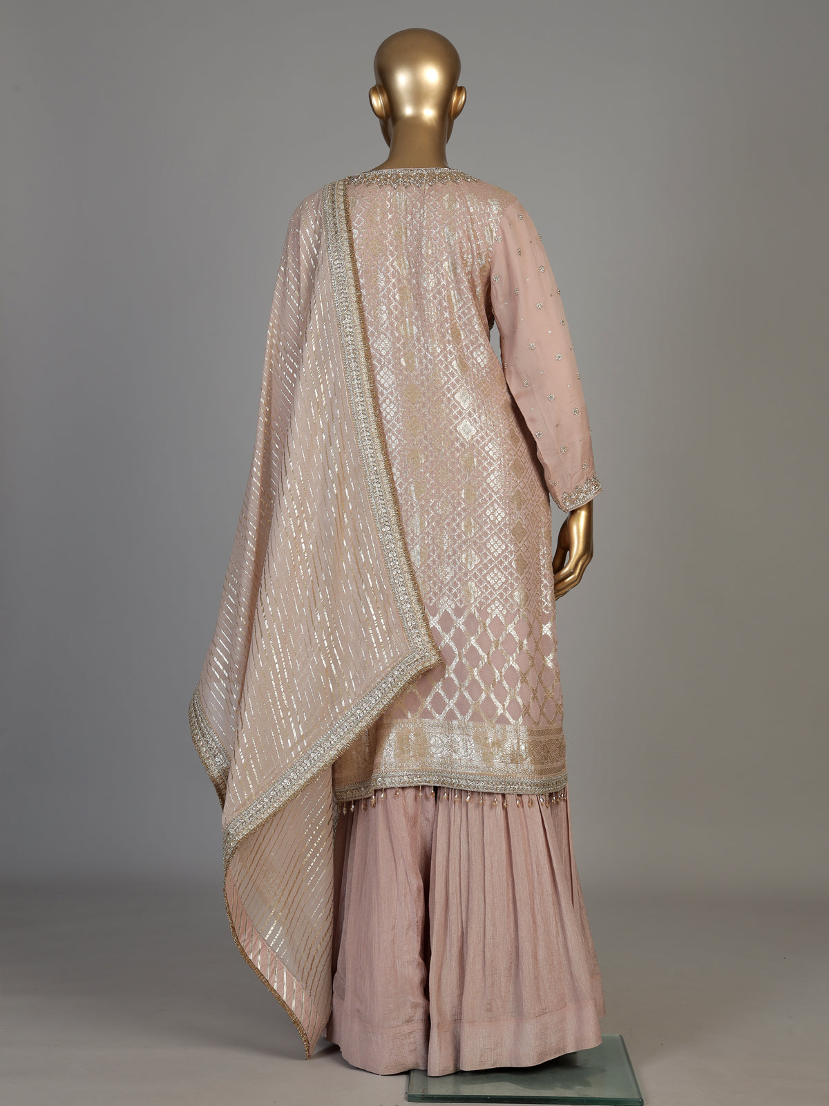 Pink women embellished festive sharara suit